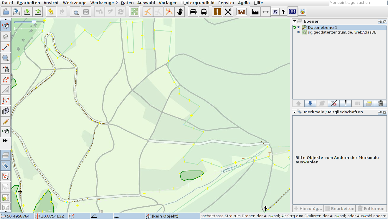 OpenStreetMap Daten mit WebAtlasDE Hintergrund